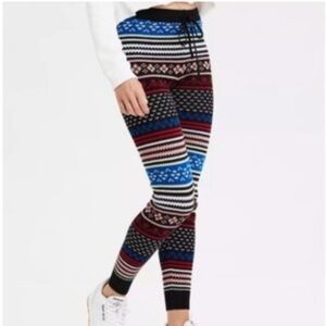 American Eagle High Rise Stripe Fair Isle Knit Joggers